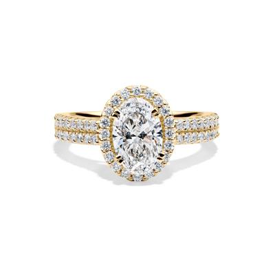 Lab Grown Diamond Oval Halo Engagement Ring in 14K Gold (2 ct. tw.)