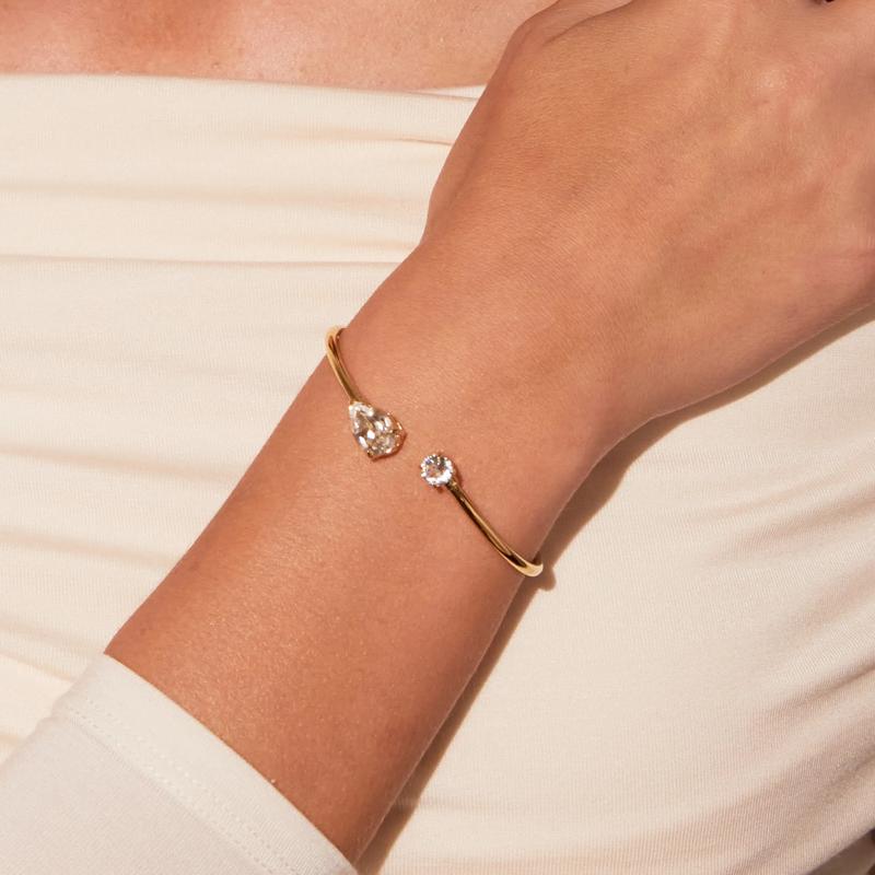 Lab-Created White Sapphire Toi et Moi Flex Bangle in Vermeil – Image 3 of 4