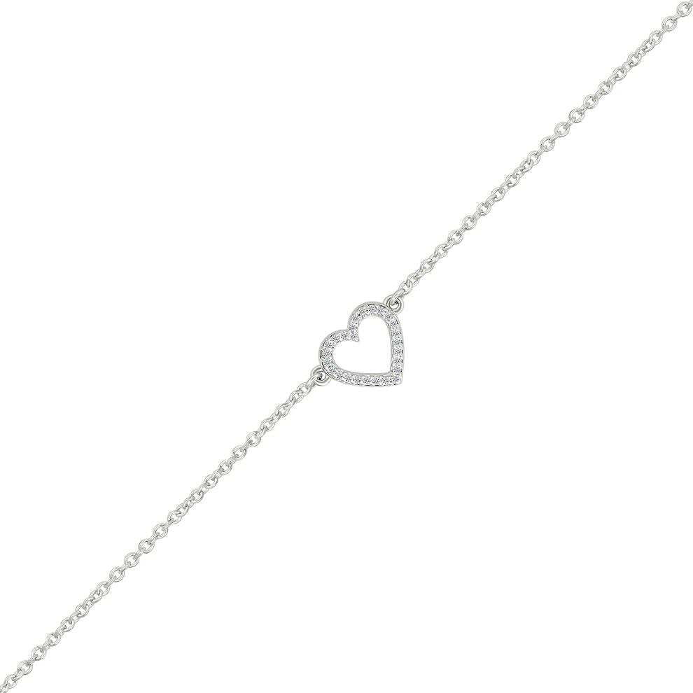 Diamond Accent Heart Anklet in Sterling Silver – Image 2 of 2