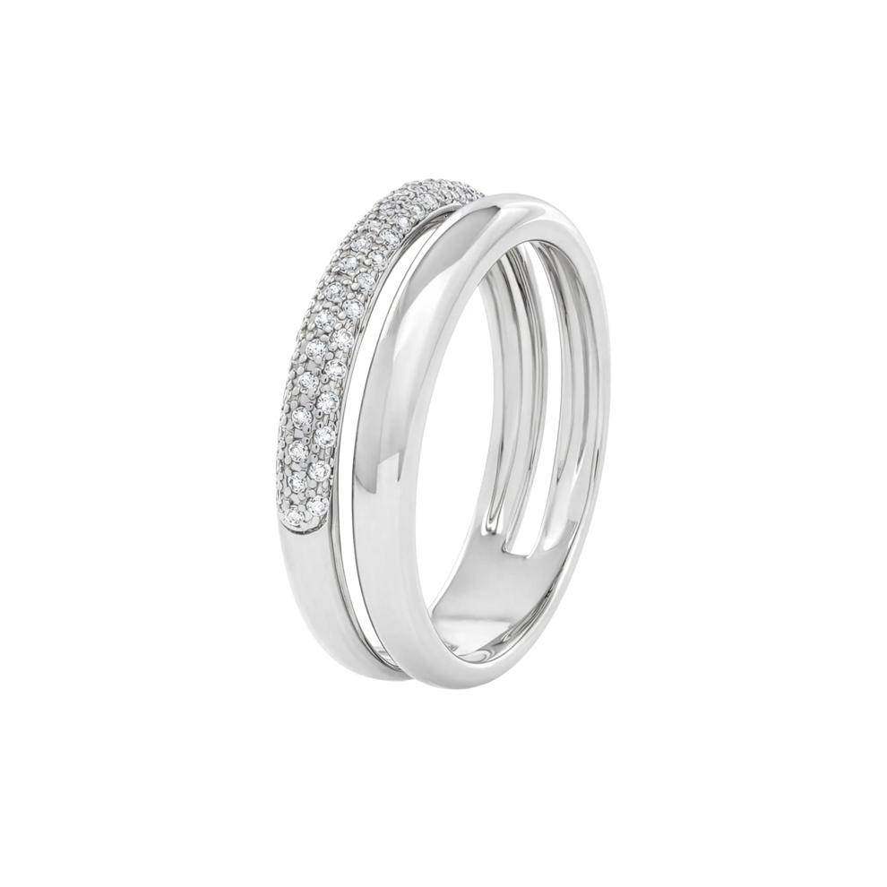 Diamond Pav&eacute; Two-Row Open Band in Sterling Silver (1/4 ct. tw.) – Image 3 of 4