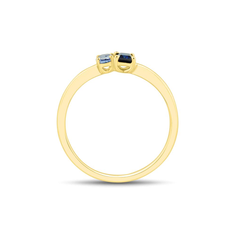 Lab-Created Blue Sapphire Toi et Moi Ring in 10K Yellow Gold – Image 2 of 5