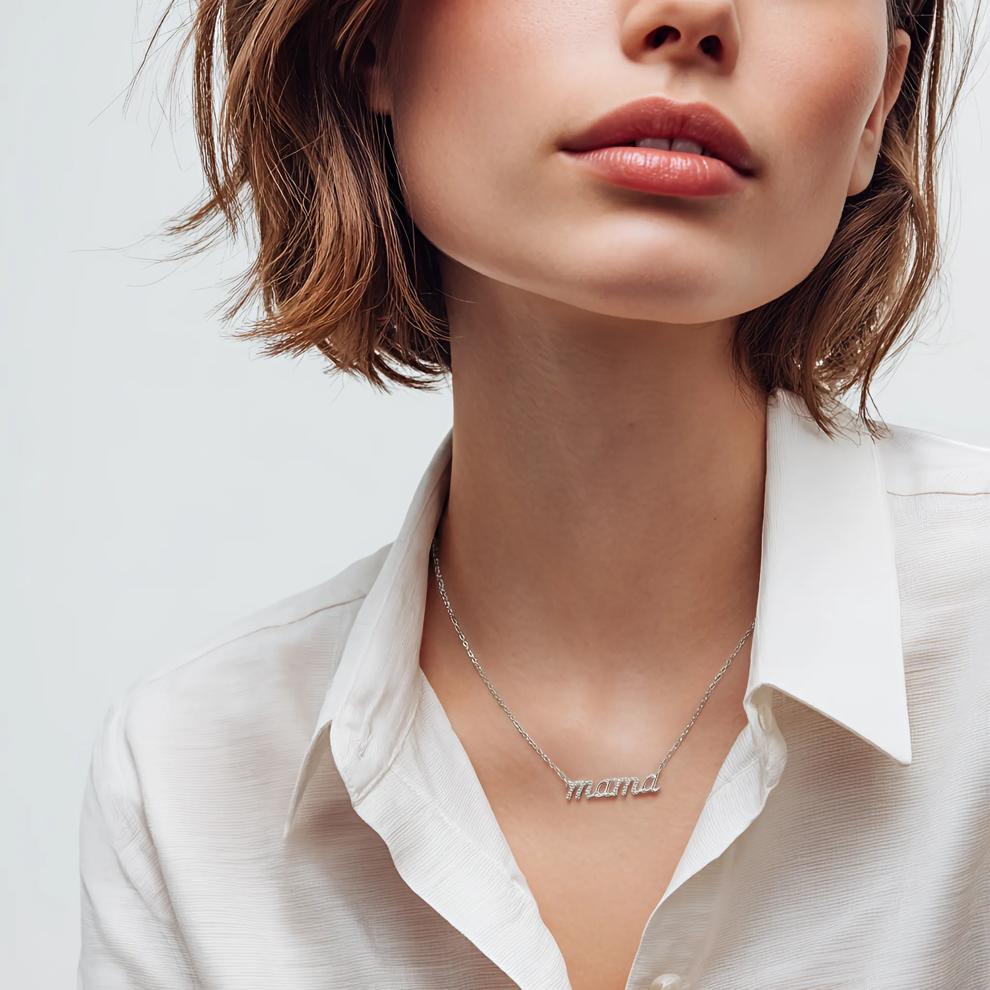 Diamond Mama Necklace in Sterling Silver (1/10 ct. tw.) – Image 4 of 4