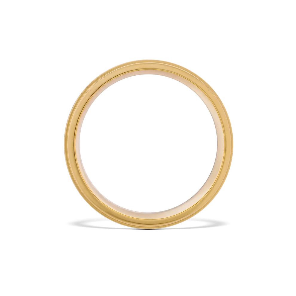Men's Wide Flat Grooved Edge Band in 10K Yellow Gold, 8mm – Image 2 of 4