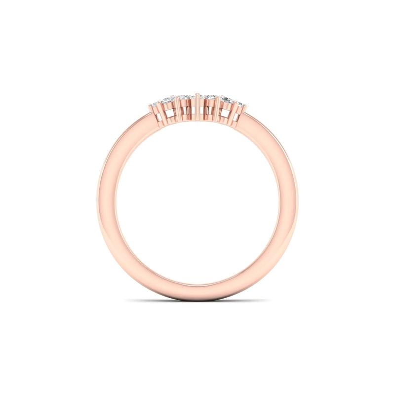 Round and Baguette Diamond Contour Band in 14K Rose Gold (1/7 ct. tw.) – Image 2 of 4