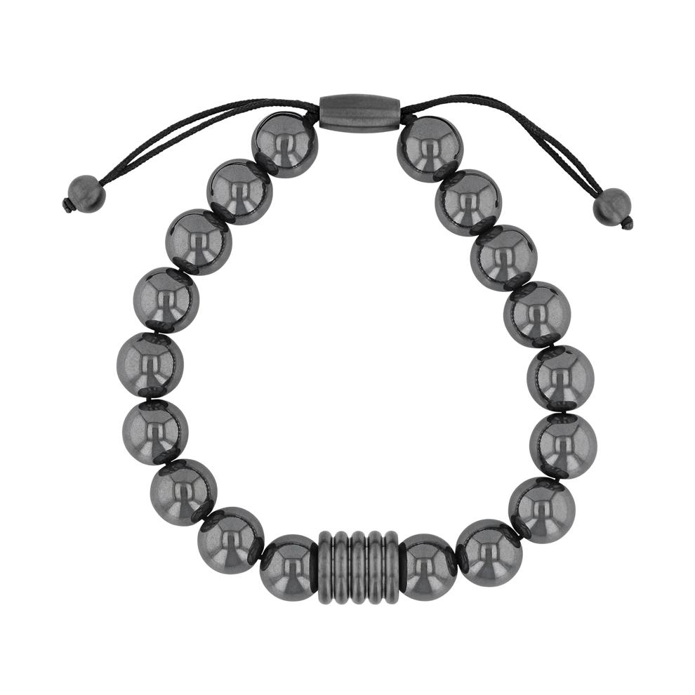 Hematite Bead Bracelet in Gray Stainless Steel – Image 1 of 3