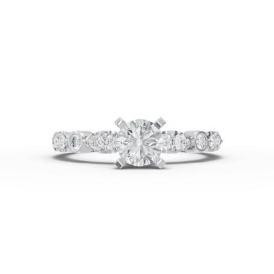Diamond Round Center Engagement Ring in Platinum (3/4 ct. tw.)