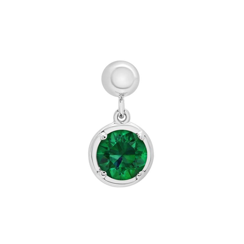 Lab-Created Emerald Birthstone Bead Charm in Sterling Silver – Image 1 of 3