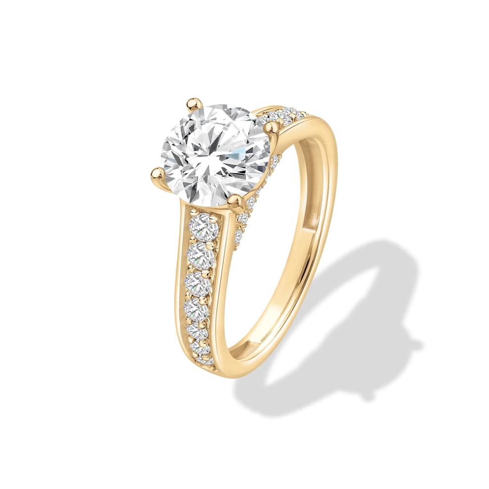 Diamond Round Center Engagement Ring in 18K Yellow Gold (2 1/2 ct. tw.) – Image 4 of 4