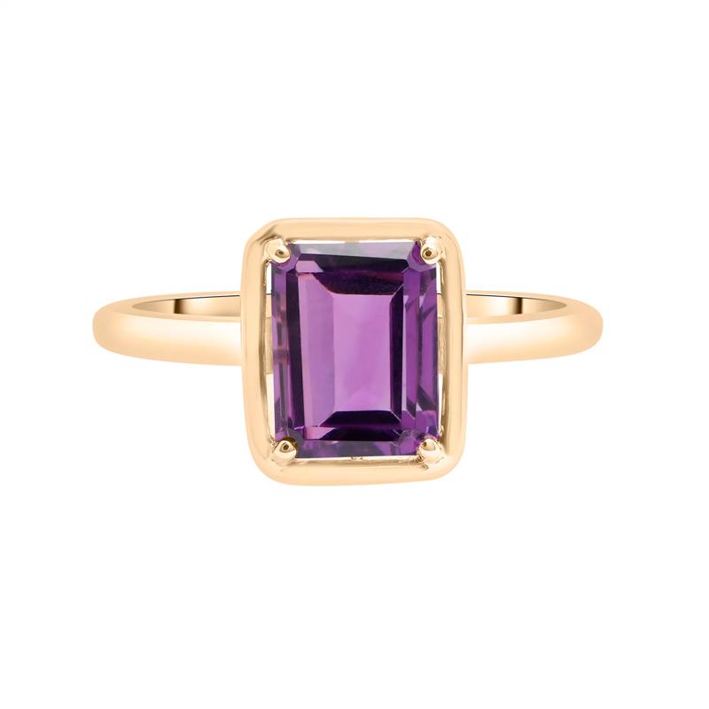 Faux-Bezel Amethyst Ring in 10K Yellow Gold – Image 1 of 5