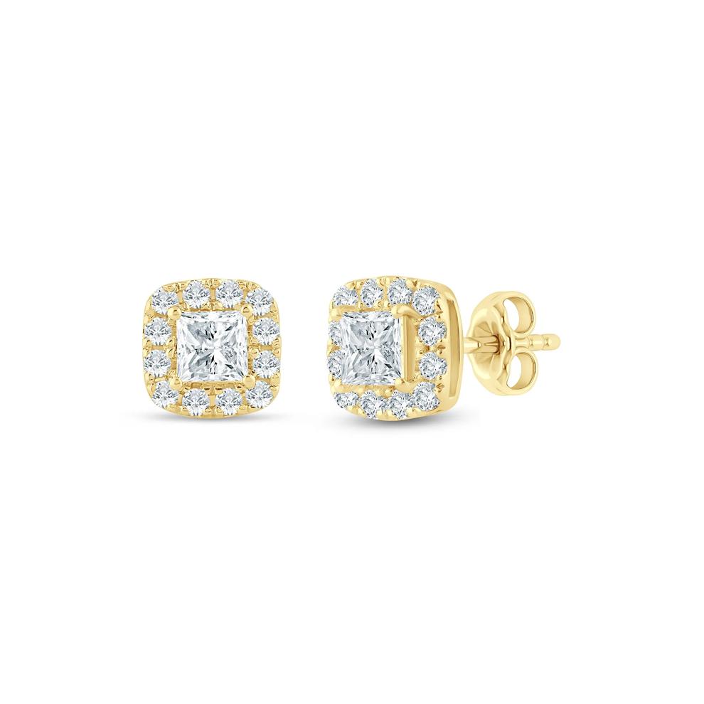 Lab Grown Diamond Halo Stud Earrings in 14K Yellow Gold (1 ct. tw.) – Image 1 of 1
