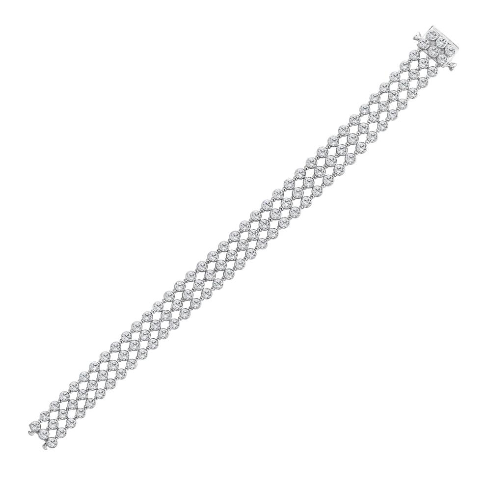Lab Grown Diamond Round Three-Row Bracelet in 14K White Gold (12 ct. tw.) – Image 2 of 3