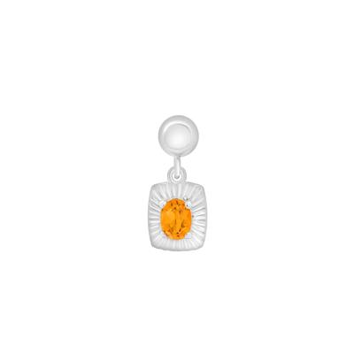 Citrine Medallion Birthstone Bead Charm in Sterling Silver