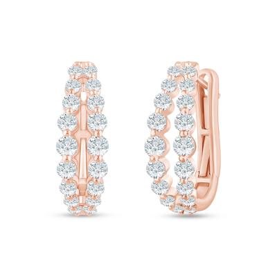 Lab Grown Diamond Double Row Hoop Earrings in 10K Gold