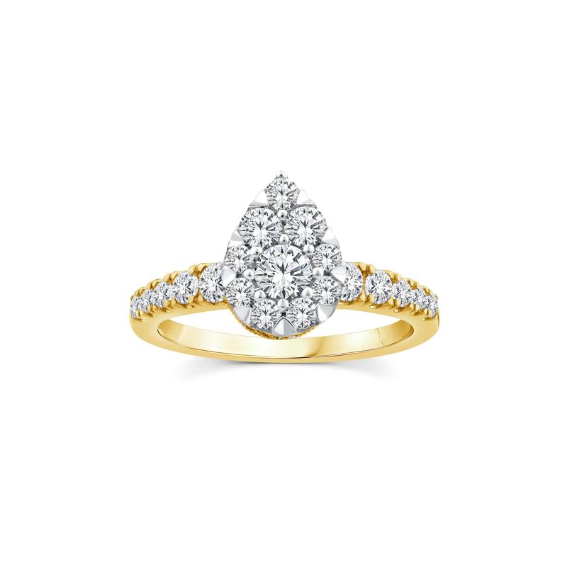 Pear-Shaped Diamond Composite Engagement Ring in 10K Yellow Gold &#40;1 ct. tw.&#41; – Image 1 of 3
