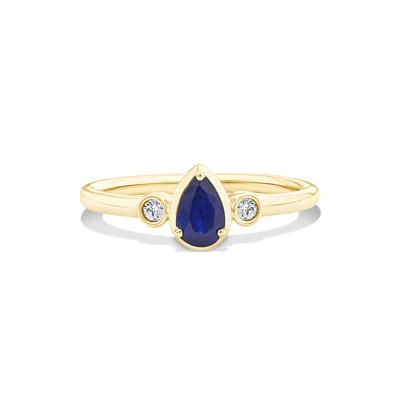 Blue Sapphire & Diamond Accent Ring in 10K Yellow Gold