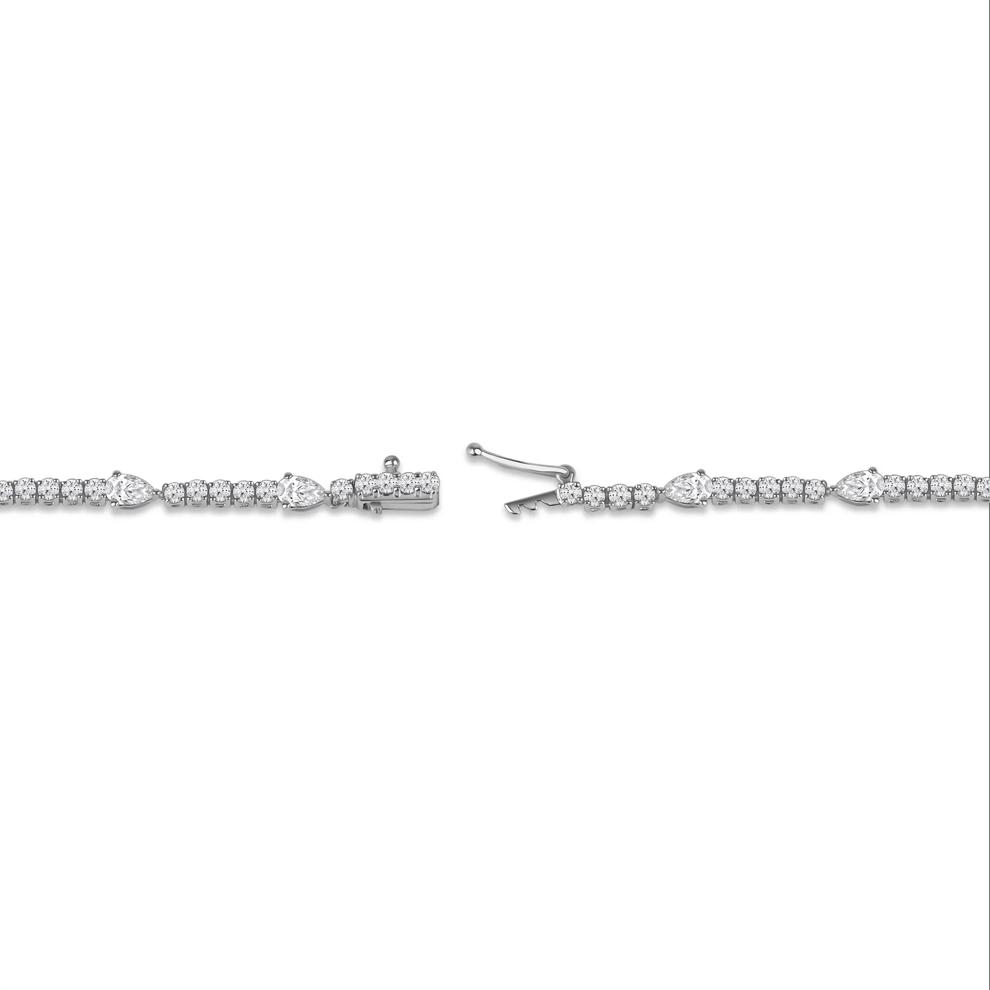 Lab Grown Diamond Pear and Round Drop Necklace in 14K White Gold (13 ct. tw.) – Image 2 of 2