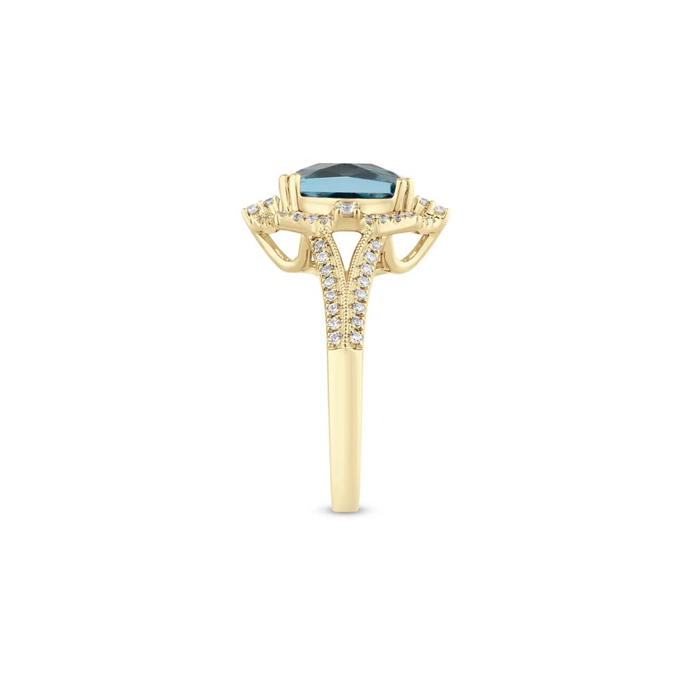 Blue Topaz Engagement Ring with Diamonds in 14k Yellow Gold (1/3 ct. tw.) – Image 2 of 3
