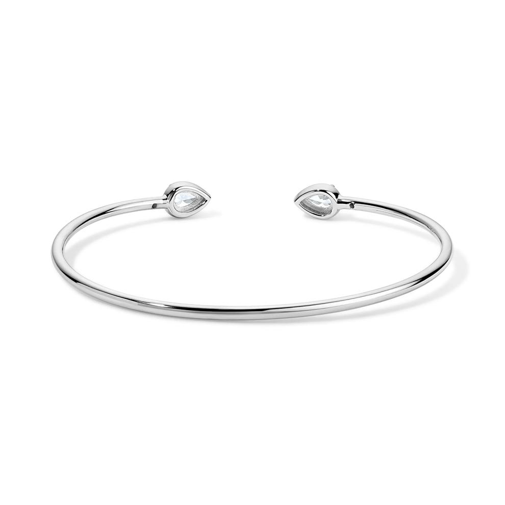 Lab-Created White Sapphire Flex Bangle Bracelet in Sterling Silver – Image 2 of 2