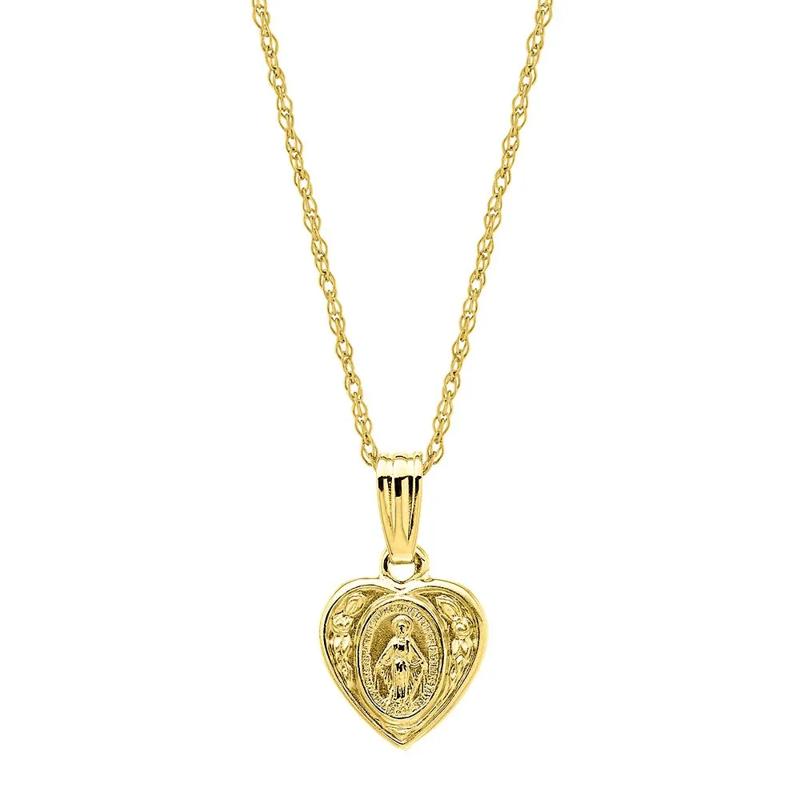 Children&#39;s Miraculous Heart Charm Pendant in 14K Yellow Gold – Image 1 of 2