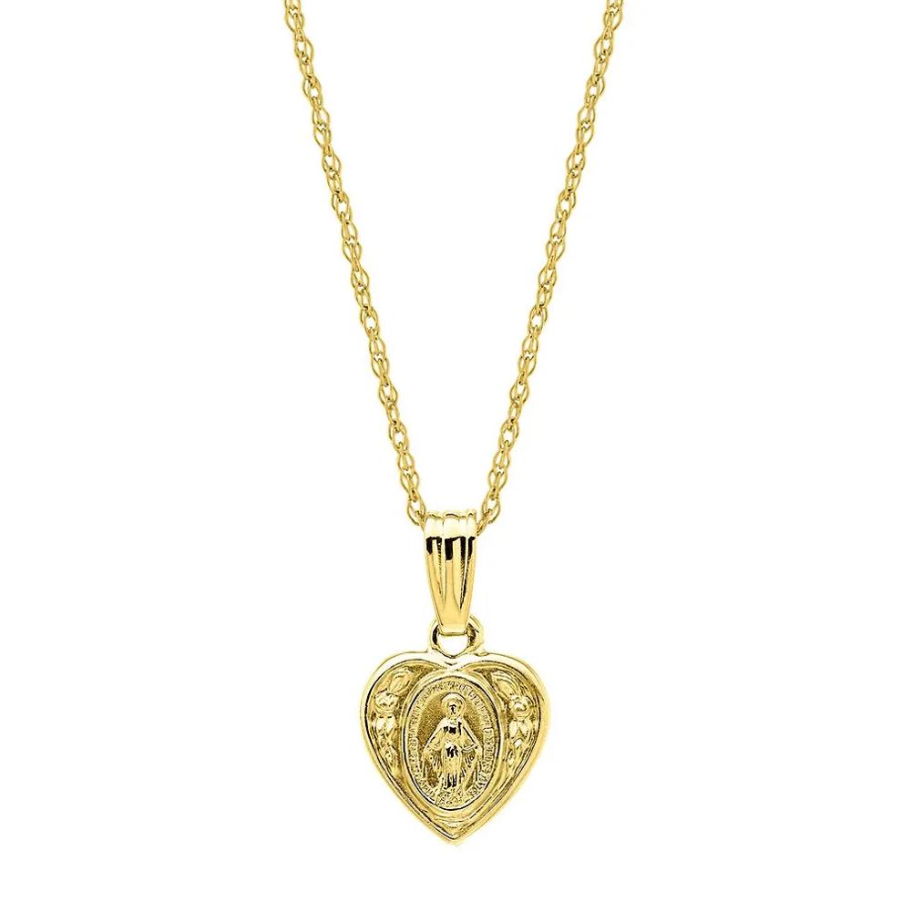 Children's Miraculous Heart Charm Pendant in 14K Yellow Gold – Image 1 of 2