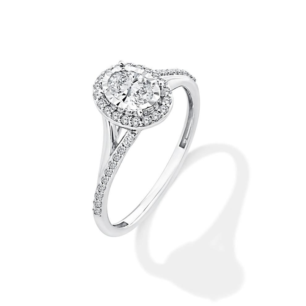 Lab Grown Diamond Oval Illusion Split-Shank Promise Ring in 10K White Gold (1/2 ct. tw.) – Image 4 of 4