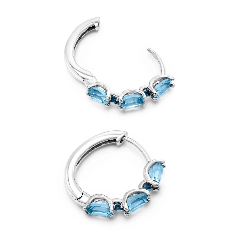 Blue Topaz &amp; London Blue Topaz Hoop Earrings in Sterling Silver – Image 2 of 2