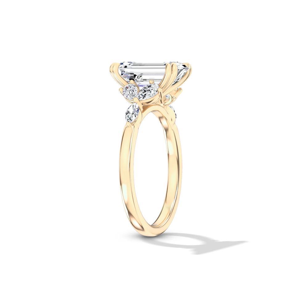 Lab Grown Diamond Emerald-Cut Center Engagement Ring in 14K Yellow Gold (3 3/8 ct. tw.) – Image 3 of 4