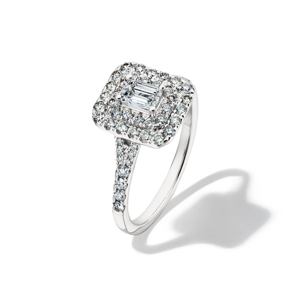Emerald Step-Cut Diamond Halo Engagement Ring in 14K White Gold (1 ct. tw.) – Image 4 of 4