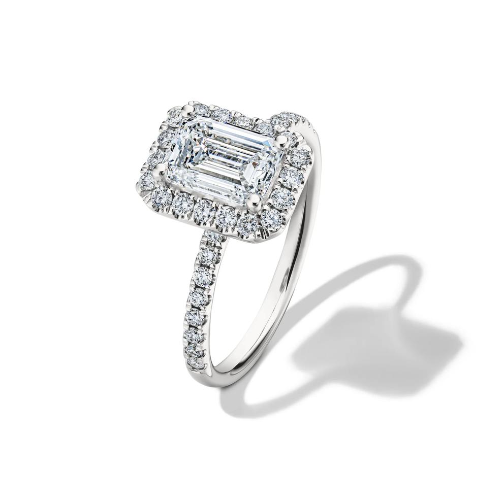 Lab Grown Diamond Emerald-Cut Halo Engagement Ring in 14K White Gold (2 ct. tw.) – Image 4 of 4