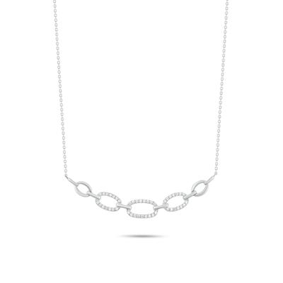 Diamond Chain Link Smile Necklace in Sterling Silver (1/3 ct. tw.)