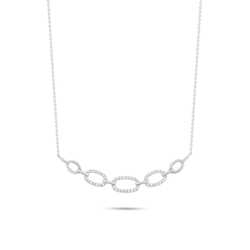 Diamond Chain Link Smile Necklace in Sterling Silver (1/3 ct. tw.) – Image 1 of 3