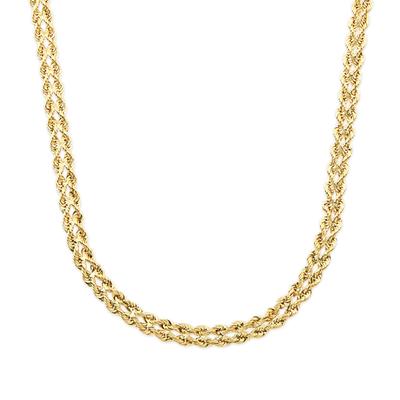 Ultra Lightweight Double Row Rope Chain in 10K Yellow Gold, 2.4mm, 18"