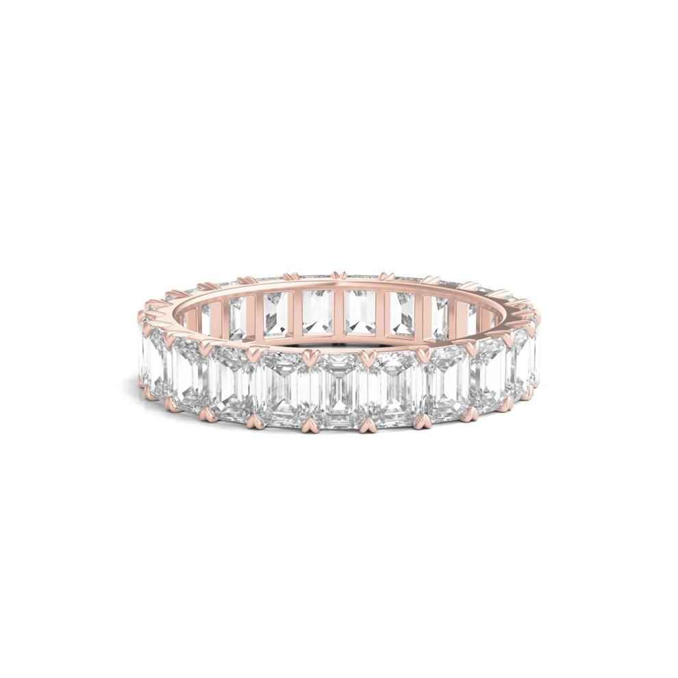Emerald-Cut Diamond Wedding Band with Eternity Setting in 14K Rose Gold (4 ct. tw.) – Image 1 of 3