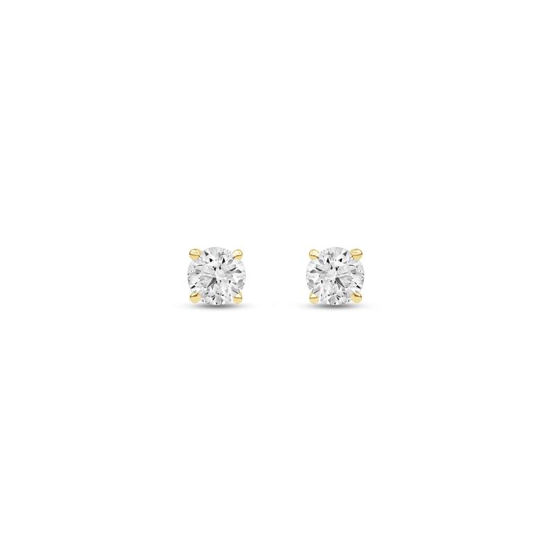 Lab Grown Diamond Round Solitaire Stud Earrings in 14K Yellow  Gold &#40;1/4 ct. tw.&#41; – Image 2 of 3