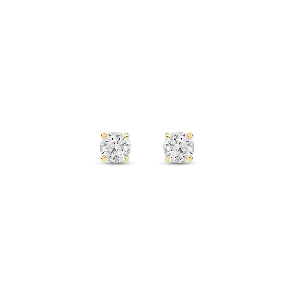 Lab Grown Diamond Round Solitaire Stud Earrings in 14K Yellow  Gold (1/4 ct. tw.) – Image 2 of 3