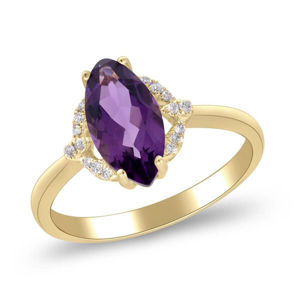 Marquise Amethyst &amp; Diamond Accent Ring in 10K Yellow Gold – Image 4 of 5