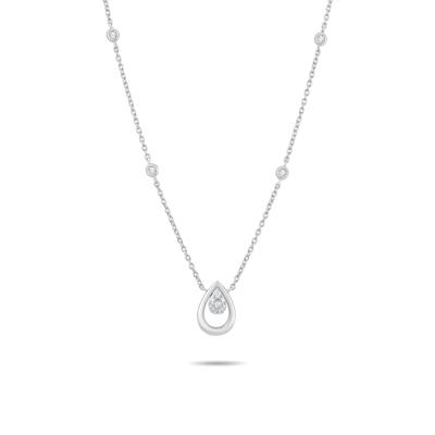 Diamond Open Pear Pendant Necklace in Sterling Silver (1/7 ct. tw.)