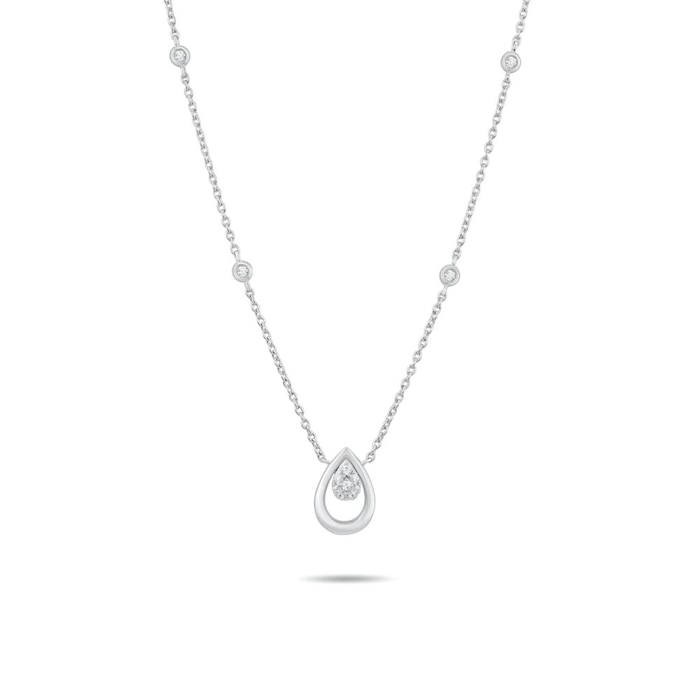 Diamond Open Pear Pendant Necklace in Sterling Silver (1/7 ct. tw.) – Image 1 of 4