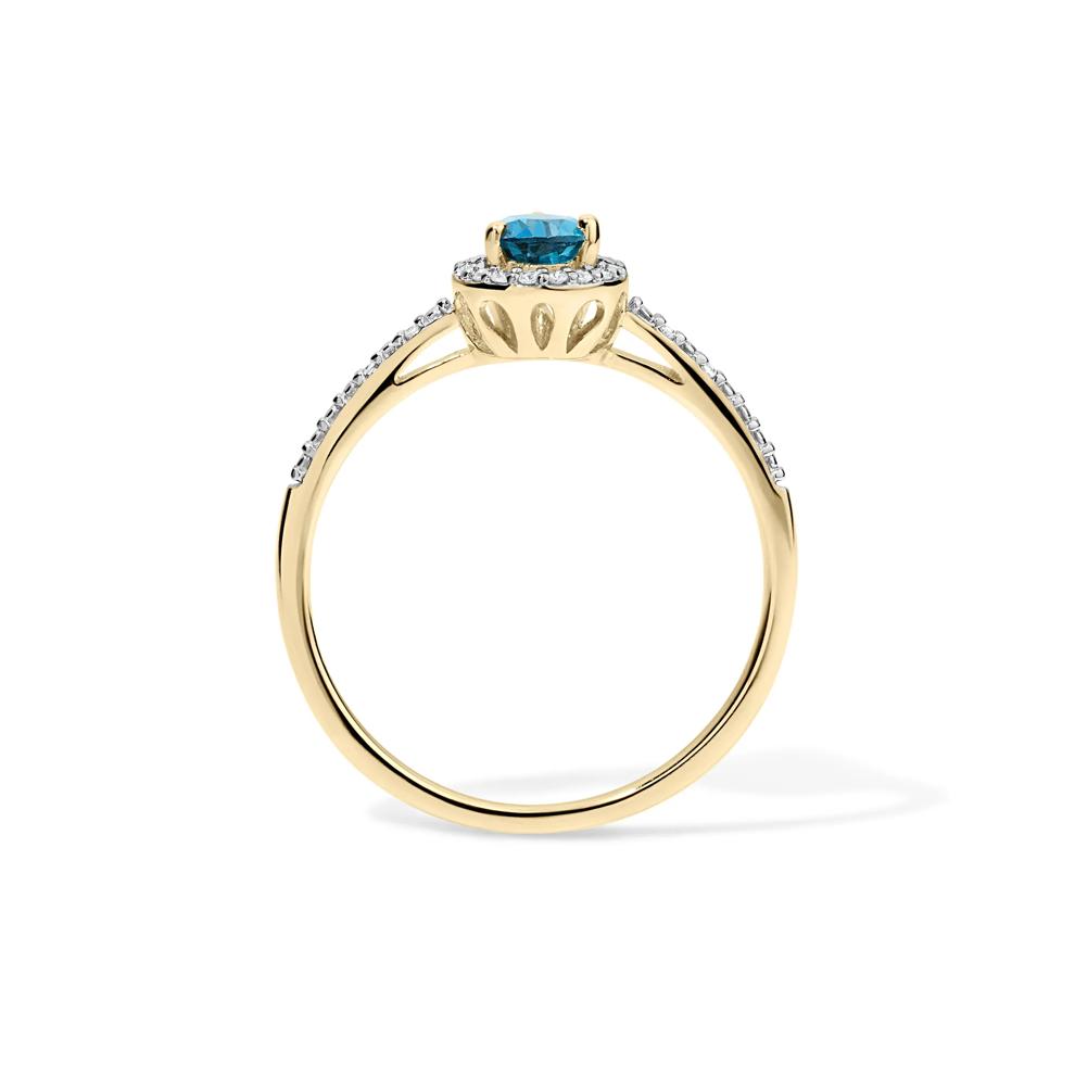 London Blue Topaz &amp; Diamond Accent Halo Ring in 10K Yellow Gold – Image 2 of 4
