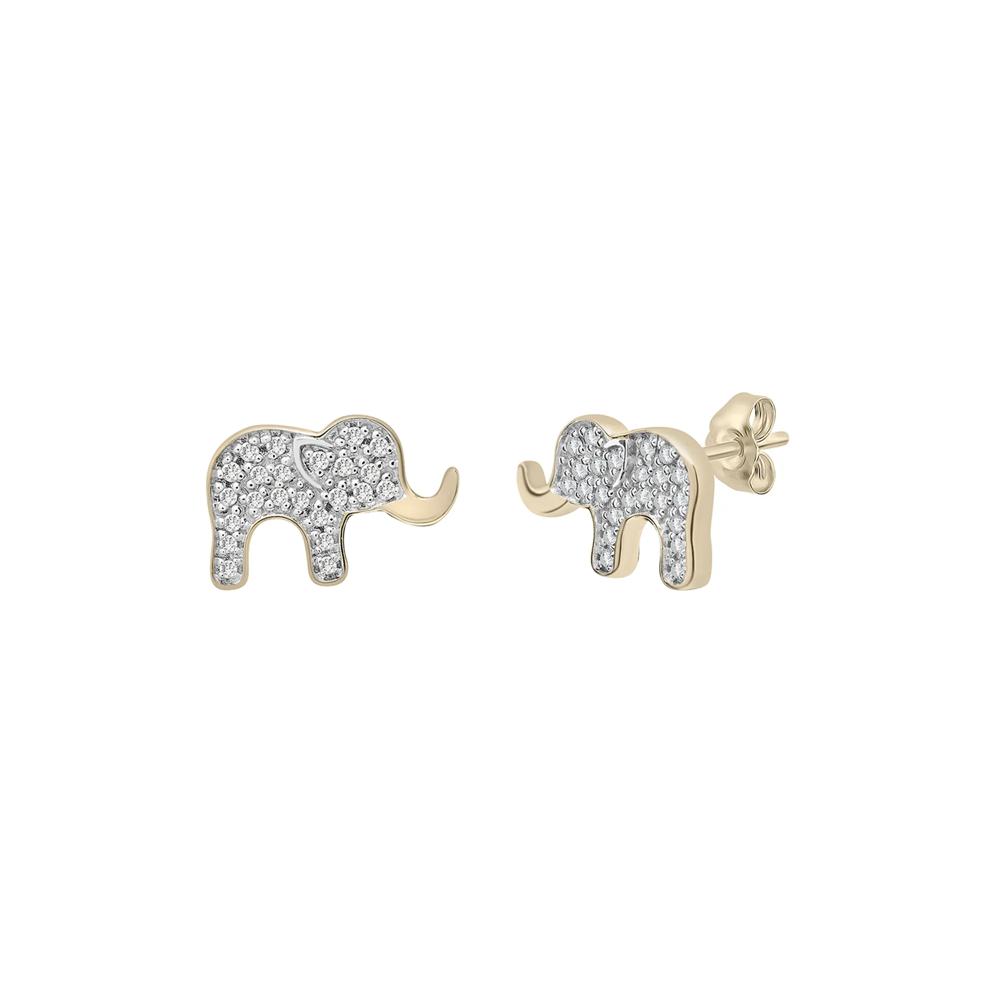 Elephant Earrings with Diamonds in 10K Yellow Gold (1/10 ct. tw.) – Image 1 of 1