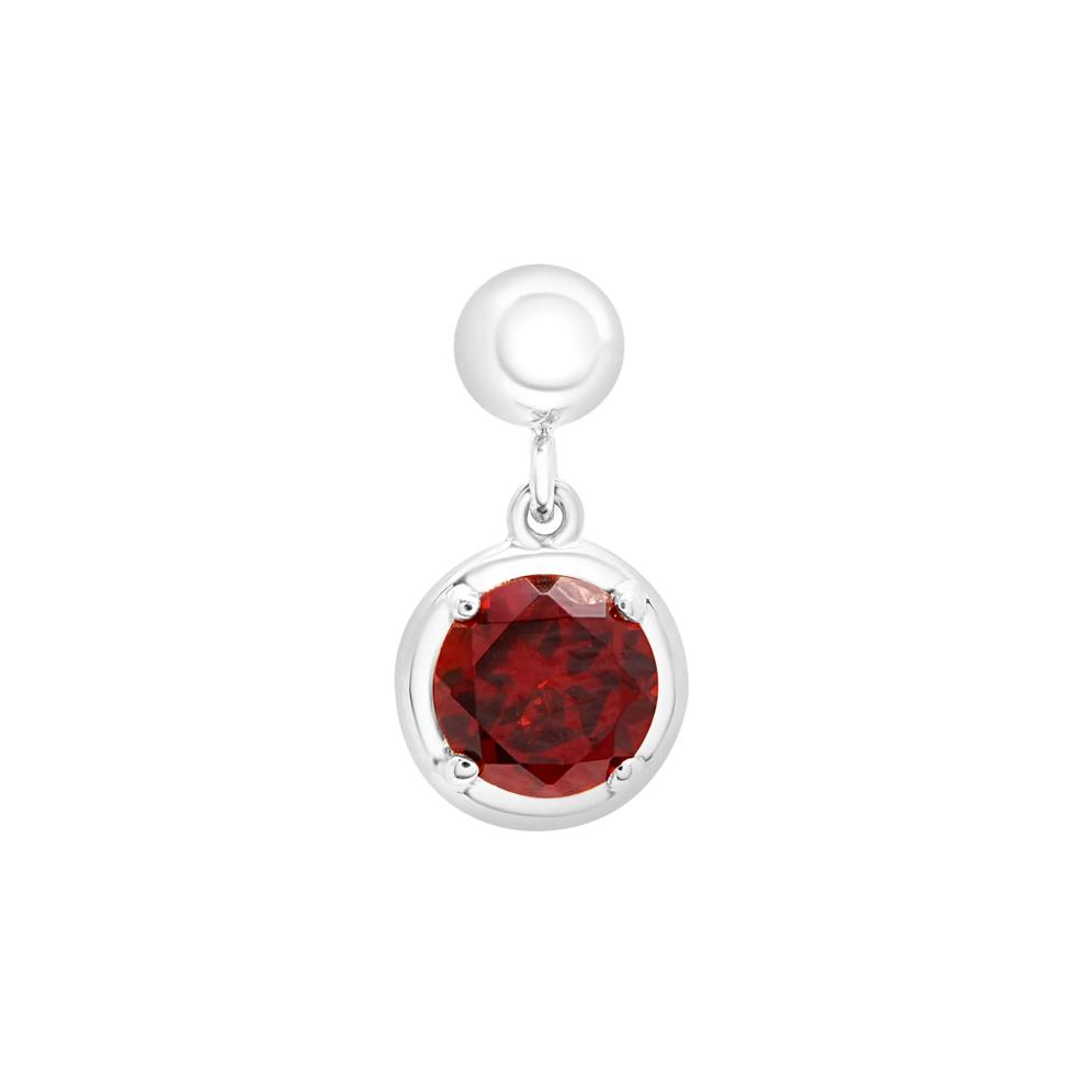 Garnet Birthstone Bead Charm in Sterling Silver – Image 1 of 3