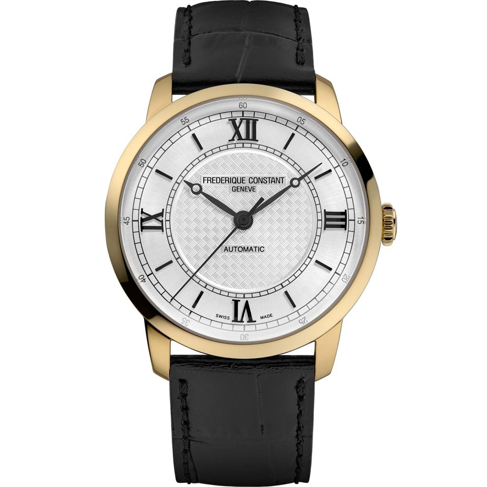 Men's Classic Watch With Silver-Tone Dial and Black Leather Strap. – Image 1 of 3