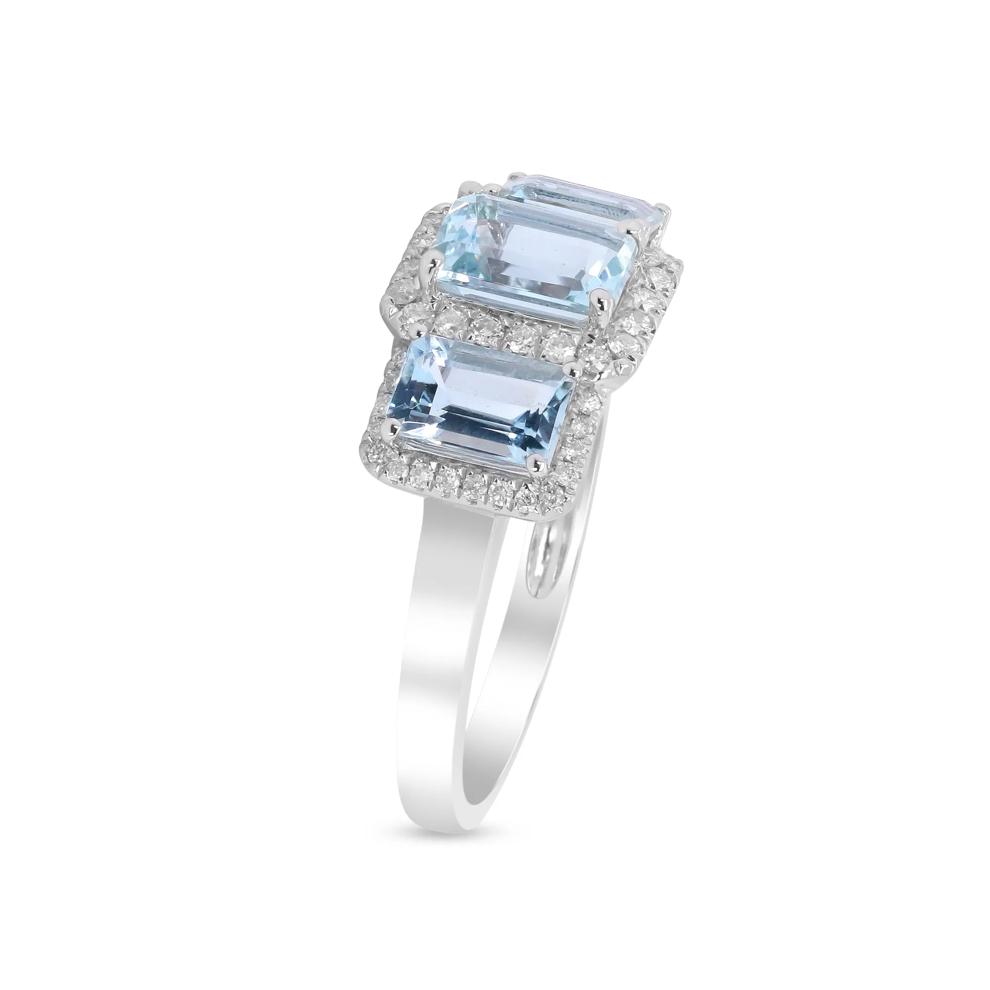 Aquamarine and Diamond Ring in 10K White Gold (1/4 ct. tw.) – Image 4 of 4