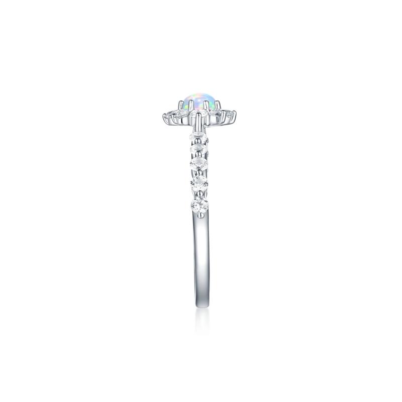 Lab Created Opal &amp; White Sapphire Stack Ring in Sterling Silver – Image 3 of 4