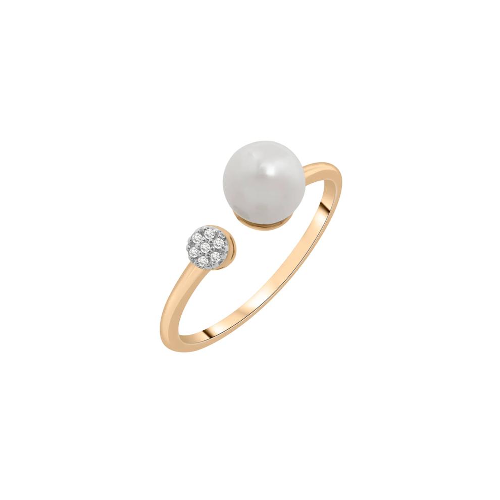 Freshwater Pearl and Diamond Acccent Open Band in 10K Yellow Gold – Image 5 of 5