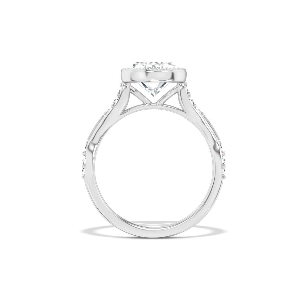 Lab Grown Diamond Oval Milgrain Bezel Engagement Ring in 14K White Gold (3 1/8 ct. tw.) – Image 2 of 4