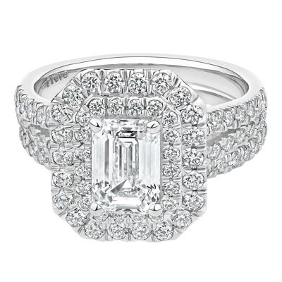 Sam Lab Grown Diamond Double Halo Engagement Ring Set in Platinum (3 ct. tw.)