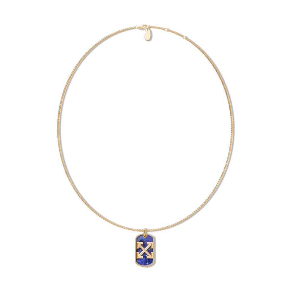 Men's Lapis Arrow Design Dog Tag Pendant Necklace in 18K Gold Vermeil – Image 3 of 4