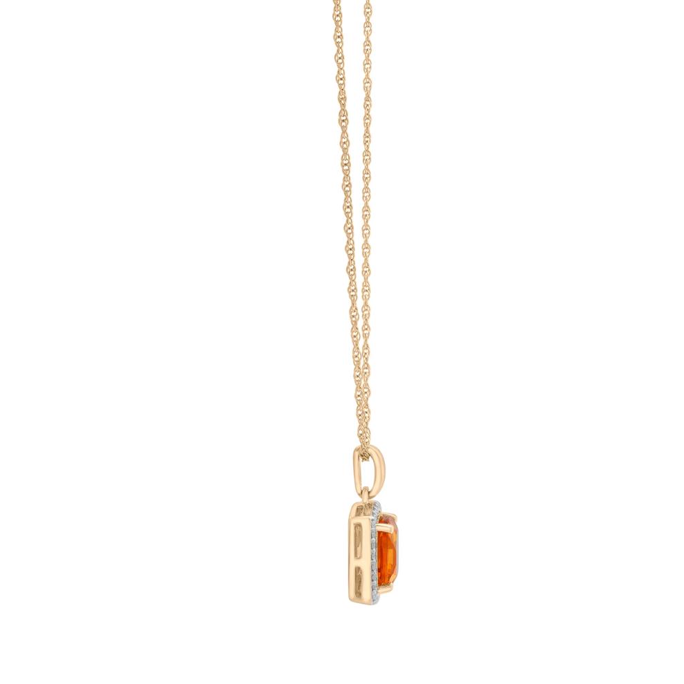 Citrine and Diamond Halo Pendant in 10K Yellow Gold (1/10 ct. tw.) – Image 3 of 4