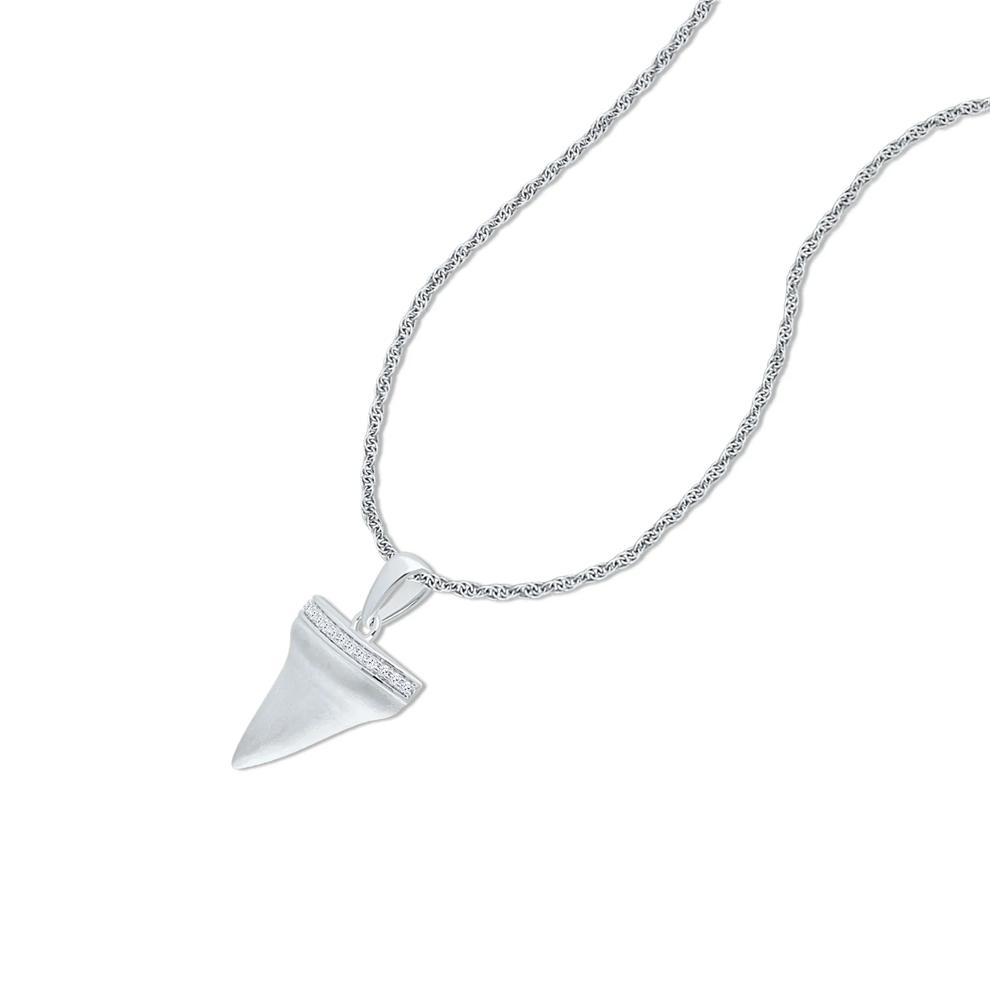 Men's Diamond Shark's Tooth Pendant Necklace in Sterling Silver (1/8 ct. tw.) – Image 4 of 4